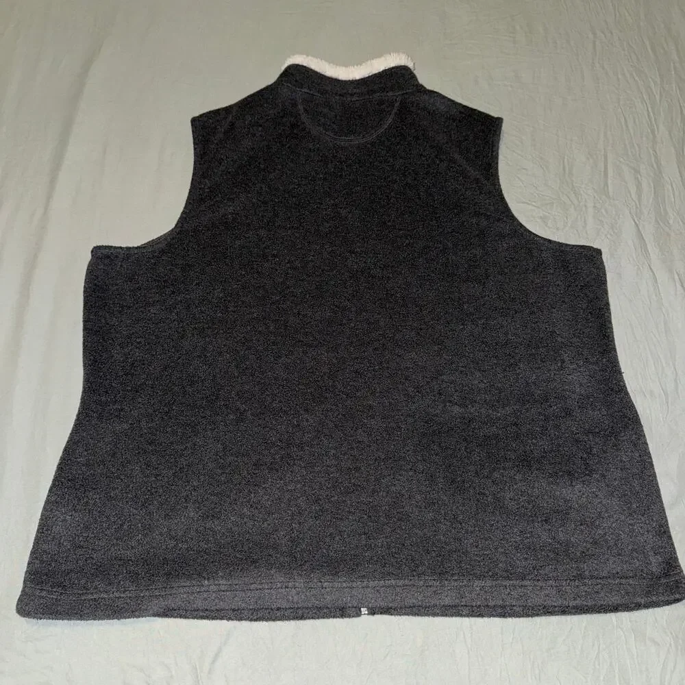 Croft & Borrow Snowflake Ornament Sleeveless Fleece Vest Zip Up‎ Dark Gray Sz XL